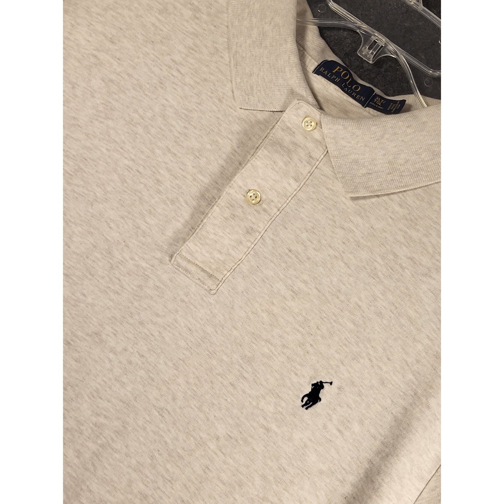 Polo By Ralph Lauren Polo Shirt Mens XLT Heather Light Gray Tan